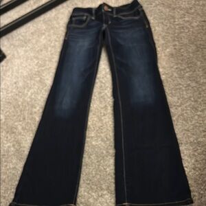 American Eagle Outfitters Blue Flare Leg Jeans Size 0 Stretch Slim Boot